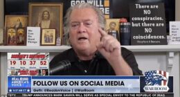 Steve Bannon during a broadcast of his Bannon's War Room show which aired on Monday, October 20th