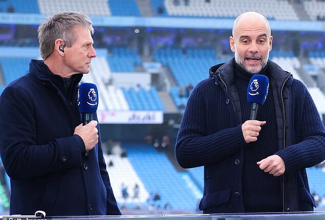 Pep Guardiola (right) has sent his well wishes to Stuart Pearce (left) after the death of his son