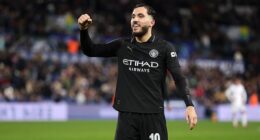 Rayan Cherki celebrates sealing victory for Manchester City against Swansea on Wednesday