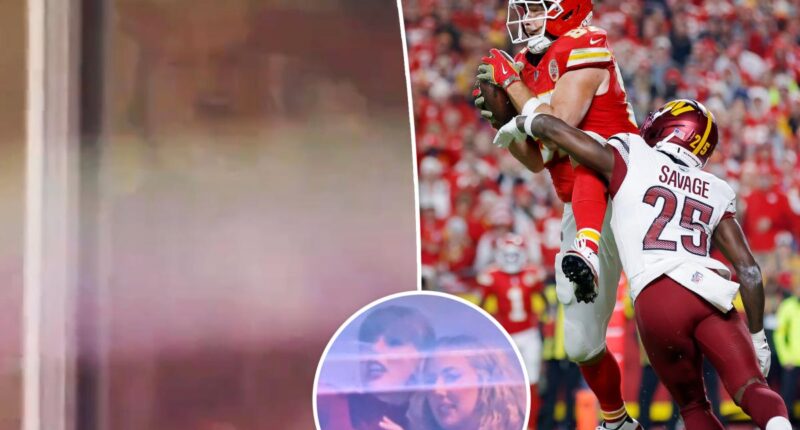 Taylor Swift adorably swoons over Travis Kelce as he reaches career milestone at Chiefs vs Commanders game