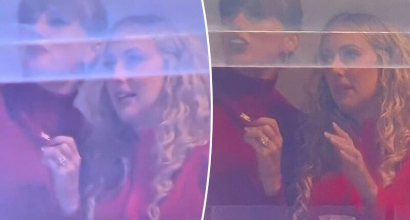 Taylor Swift and Brittany Mahomes match in red turtlenecks for Chiefs vs Commanders