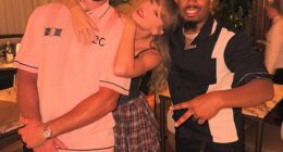 Travis Kelce and Taylor Swift pictured at his Kansas City restaurant on Sunday night