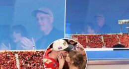 Taylor Swift avoids the cameras while cheering on Travis Kelce at Chiefs vs Raiders game