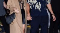 Taylor Swift released her raunchiest song yet with her track Wood from her new album The Life of a Showgirl; pictured with fiancé Travis Kelce in October 2024