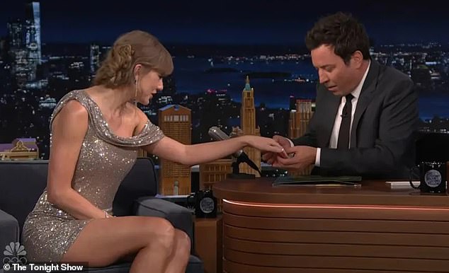 Taylor Swift was brutally mocked by fans after she made a comment about Travis Kelce 'fighting for his life' on the football field during her Monday night appearance on The Tonight Show starring Jimmy Fallon