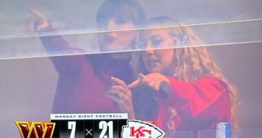Taylor Swift and friend Brittany Mahomes celebrated Travis Kelce's historic Chiefs touchdown