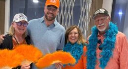 Travis Kelce acted like a Taylor Swift fan on his 36th birthday on Sunday. The football player spent his special day taking in his future wife's new movie The Official Release Party of a Show Girl. The athlete was seen smiling as he posed next to his mother