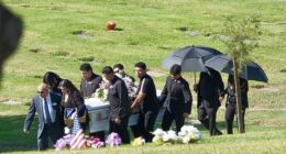 Celeste Rivas, the teen girl who was found dead in a Tesla belonging to the singer D4vd, was laid to rest on Monday by family and friends at Queen of Heaven Cemetery & Mortuary in Rowland Heights, California