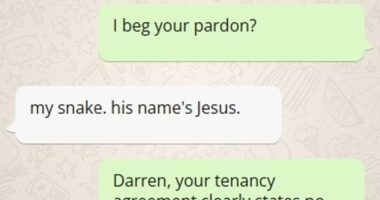 A landlord was left reeling after uncovering a six-foot python living in one of his tenant's spare rooms during a routine inspection