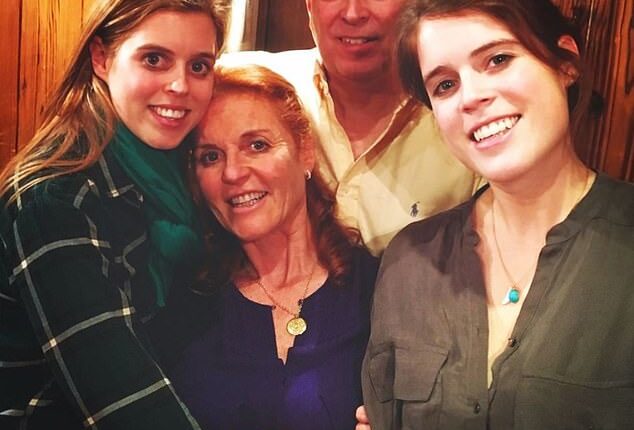 Sarah still lives with Andrew. For years, her ex-husband would take their daughters (pictured all together) to Royal Family celebrations without Sarah