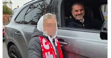 Australian coach Ange Postecoglou took the time to grab selfies with young fans hours after being sacked by Nottingham Forest