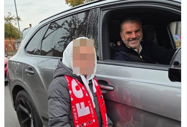 Australian coach Ange Postecoglou took the time to grab selfies with young fans hours after being sacked by Nottingham Forest