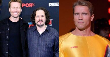 Glen Powell and Arnold Schwarzenegger The Running Man