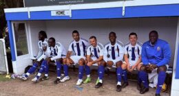 A picture of the Wythenshawe FC Vets bench showed Emile Heskey (far right), Maynor Figueroa (second from right), Papiss Cisse (second from left) and Oumar Niasse (far left)