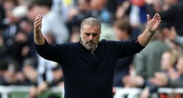 Ange Postecoglou reacts on the sideline as Nottingham Forest slipped to defeat at Newcastle