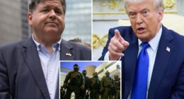 Donald Trump has demanded that JB Pritzker be jailed after the Illinois Governor claimed the president's 'dementia' was behind troops deploying to Chicago. ' Chicago Mayor should be in jail for failing to protect ICE Officers!' Trump wrote to his followers, referring Brandon Johnson. 'Governor Pritzker also!' Around 200 National Guard troops from Texas arrived in crime-ravaged Chicago on Tuesday, as well as 200 Illinois guardsmen federalized by the Pentagon .