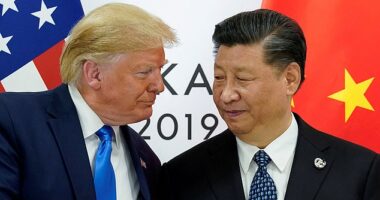 President Donald Trump is departing for a weeklong tour through Asia on Friday, October 24, 2025 in what one former advisor claims could be his 'riskiest' foreign trip yet. Trump will meet with Chinese President Xi Jingping (right) in South Korea next week