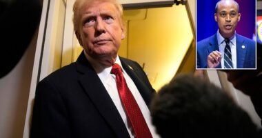 Donald Trump thinks Virginia Democratic attorney general nominee Jay Jones should be in prison for acting like an ‘animal’ in leaked text messages. The president told reporters aboard Air Force One on Sunday that anyone who was caught wishing death for their political opponents like Jones did would find themselves behind bars.