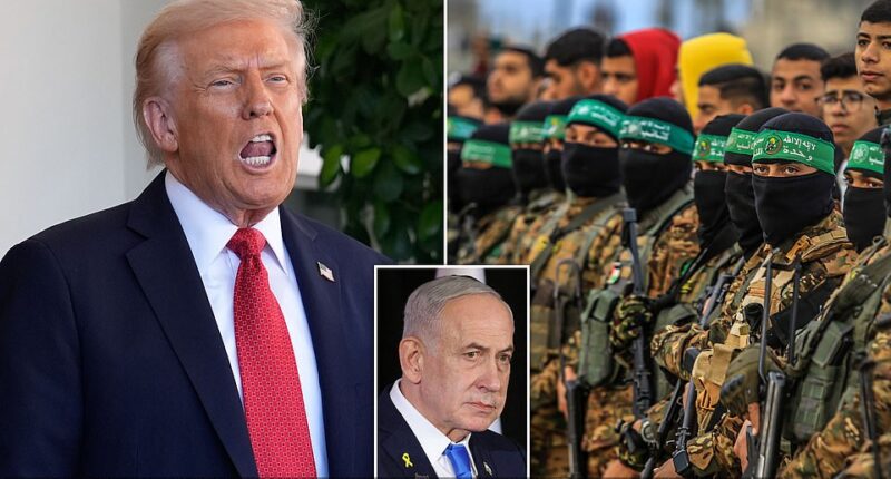 Donald Trump today promised to unleash death upon Hamas if the militants do not uphold their peace agreement with Israel . 'Numerous of our NOW GREAT ALLIES in the Middle East, and areas surrounding the Middle East, have explicitly and strongly, with great enthusiasm, informed me that they would welcome the opportunity, at my request, to go into GAZA with a heavy force and “straighten out Hamas” [sic] if Hamas continues to act badly, in violation of their agreement with us,' Trump wrote on Truth Social. The president's comments come as Vice President JD arrived in Israel for urgent talks with Benjamin Netanyahu as the Gaza peace deal hangs by a thread.