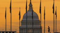 The US national debt has surpassed $38 trillion for the first time in history (Pictured: The US Capitol Building in Washington DC)