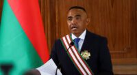 Colonel Michael Randrianirina is pictured speaking after being sworn in as the new president of Madagascar. He led a military coup against Andry Rajoelina who had led the country since 2009