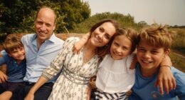 The Wales family are pictured in Norfolk (pictured L-R: Prince Louis, Prince William, Kate, Princess Charlotte, Prince George)