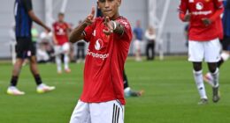 JJ Gabriel, 14, is playing against, and dominating, kids four years older than him as he shines for Darren Fletcher's Manchester United Under 18s