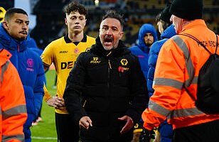 Wolves manager Vitor Pereira has to be dragged away from spat with his OWN FANS after they chanted 'you're getting sacked in the morning'