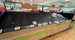 An Aussie mum shared this picture to her Foodie Mumma Ren Facebook page revealing empty shelves where potatoes would normally be stocked