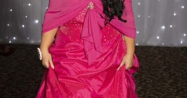 Katie Daniel, pictured at the Miss Bariatric pageant, now weighs 12st and her heart function has increased from 17 per cent to 50 per cent