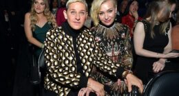 Ellen DeGeneres (left) and her wife Portia de Rossi (right) moved to England a year ago, putting the blame firmly on Donald Trump