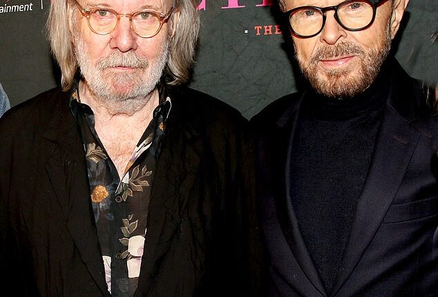 ABBA icons Benny Andersson (L) and Björn Ulvaeus (R) reunited on Sunday night at the opening night of the Broadway revival of Chess at Imperial Theatre in New York
