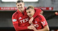 Winger Topi Keskinen (right) celebrates scoring in Aberdeen's 1-0 victory against Hearts