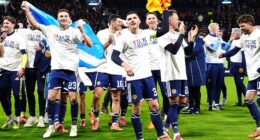 Scotland's players celebrate in the wake of their dramatic 4-2 win over Denmark