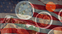 American Flag overlaid on a Thanksgiving dinner