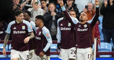 Donyell Malen (right) scored Aston Villa's second in a 2-0 win over Maccabi Tel Aviv