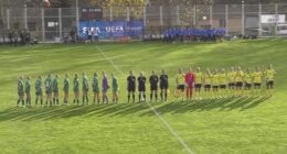 The Irish players looked around in confusion after match officials played the British national anthem