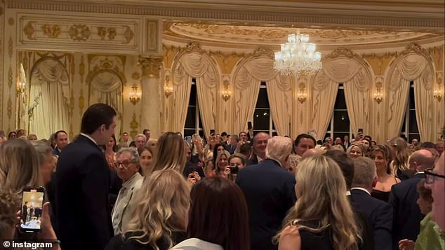 Barron Trump sent guests wild last night when he walked into Thanksgiving dinner dress in a sharp suit and tie alongside his father Donald and mother Melania at the president's Mar¿a¿Lago Club