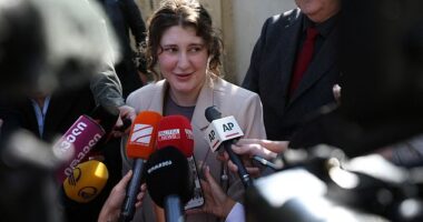 Bella Culley was seen speaking to journalists after her release from prison today