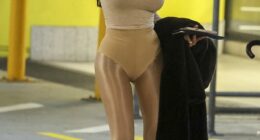 Kanye West's Australian wife Bianca Censori, 30, was spotted at Melbourne Airport on Monday after jetting in from Los Angeles - just in time for the Melbourne Cup on Tuesday