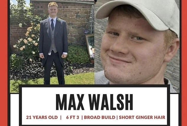 A missing appeal posted on social media after Max Walsh went missing on Thursday