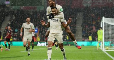 Callum Wilson scored two stunning volleys on his return the Vitality Stadium for West Ham