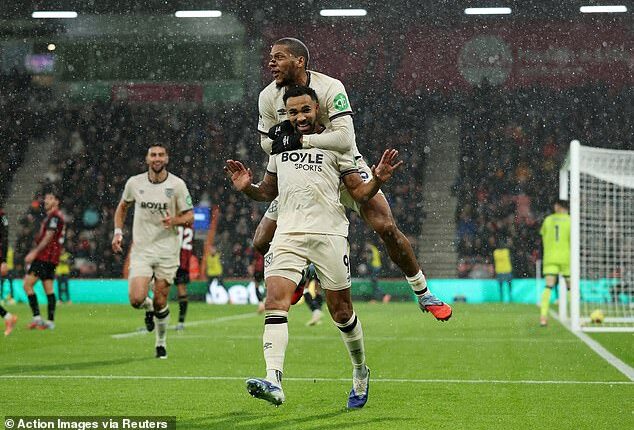 Callum Wilson scored two stunning volleys on his return the Vitality Stadium for West Ham