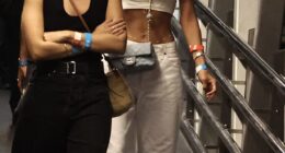 Pia Whitesell (right) ensured all eyes were on her on Saturday night when she boarded a water taxi for a late-night ride to a Rüfüs Du Sol concert in Sydney