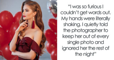 Bridesmaid Breaks Dress Code With Bold Red Dress At All-Black Wedding, Guests Gasp As Bride Sees Red