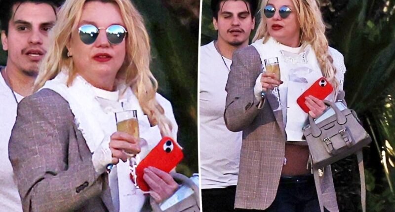 Britney Spears spotted walking to car with champagne flute as family remains concerned over erratic behavior