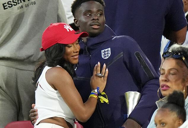 Bukayo Saka has confirmed he is engaged to his long-term girlfriend Tolami Benson