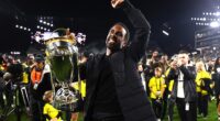 Wilfried Nancy celebrates after leading Columbus Crew to their MLS Cup triumph in 2023