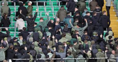 Celtic supporters boo during minute's silence on Remembrance Day as referee ends tribute after just 10 SECONDS