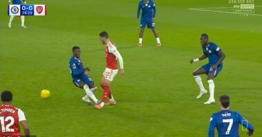 Chelsea star Moises Caicedo was sent off for a reckless challenge on Arsenal's Mikel Merino